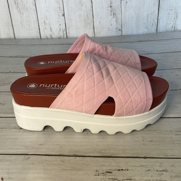 Nurture Roam Willow Knit Flatform Pink Slip-On Sandals. - Picture 9 of 13